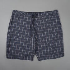 PrAna El Porto 21" Boardshorts Shorts Mens 38 Blue Gray Plaid 100 Nylon EUC
