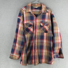 Wear Guard Shirt Mens 2XL Beige Tartan  Plaid Flannel Heavyweight Pockets