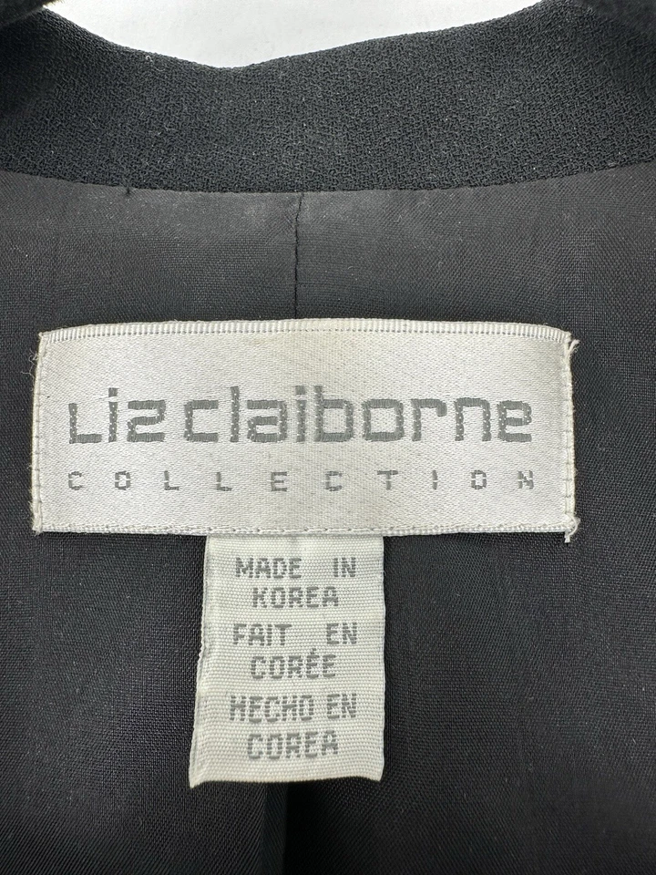 Vtg Liz Claiborne Collection Black Double Breasted Blazer Shoulder Pads Size 14 - Image 3 of 4