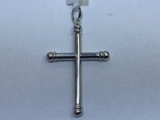 18k White Gold Crucifix Cross Pendant 1.50 Inches