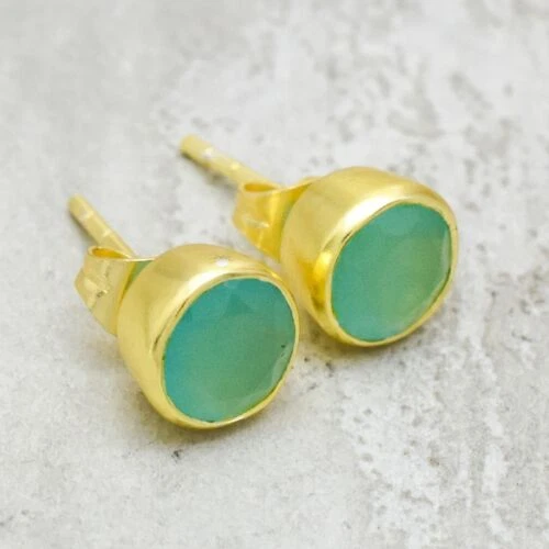 玉髓镀黄铜耳钉时尚耳环