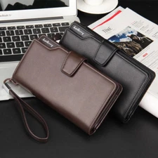 Men's Bifold Leather Zip Long Wallet ID Credit Card Holder Purse Clutch Handbag