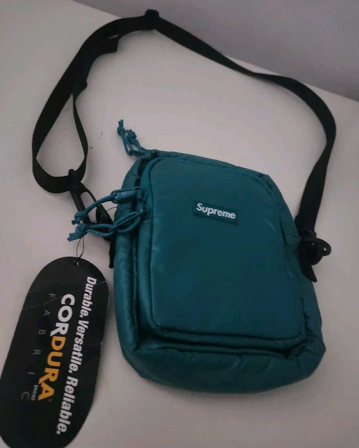 FW17 Supreme shoulder bag Teal Box Logo Cordura Fabric New Defects Ripstop Nylon