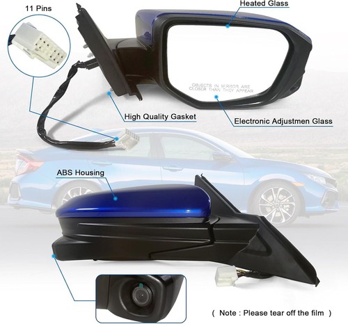 Passenger Side Door Mirror Compatible with 2016-2021 Honda Civic Sedan/Coupe/Hat - Picture 2 of 4