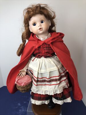 19  Artist Made Porcelain Doll Red Riding Hood Redhead Girl By S. Schimpy #SA