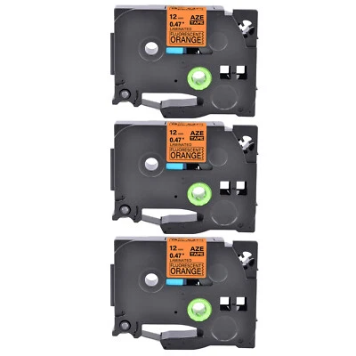 GREENCYCLE 3PK Compatible for Brother TZ-B31 TZe-B31 Black on Fluo Orange Label Tape 12mm