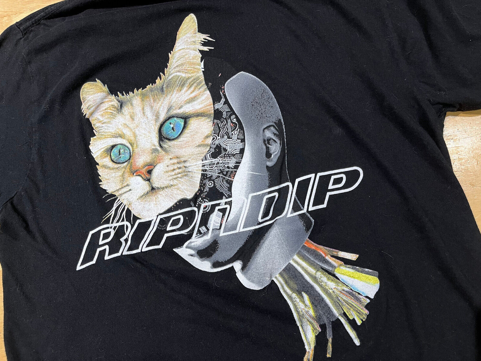 RipNDip Nerm Cat Android Robot Graphics BLACK Tsh… - image 1