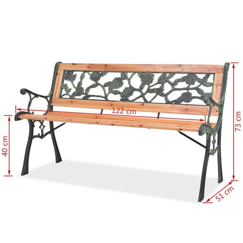 Outdoor Decor Garden Patio Deck Rose Patterned Wooden Park Bench Chair Seat - Picture 5 of 5