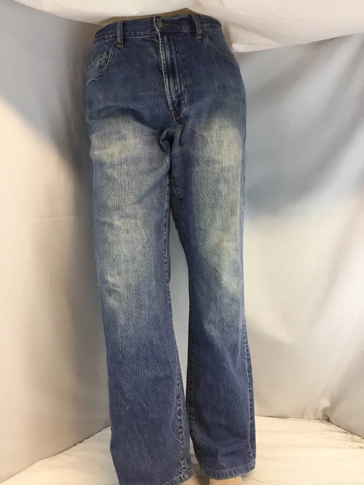 Pantalones de mezclilla Indigo Palms 36x32 algodón lavado medio calce clásico Hong Kong YGI RE2765 Foto 2 de 4