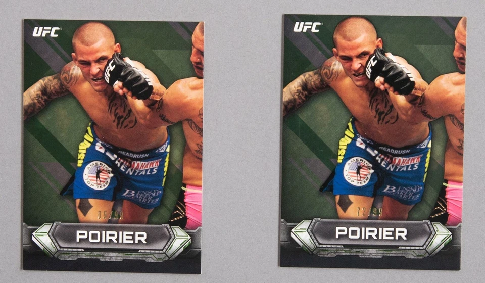 Dustin Poirier UFC 2014 Topps Knockout Green Card #47 #/99 257 242 236 208 178 - Image 3 of 4