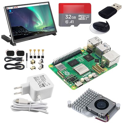 Raspberry Pi 5 16GB 2.4GHz Kit | 7'' Touchscreen, Offizieller PSU Aktive Kühlung