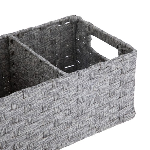 Mainstays 3-Compartment Storage Basket Set With Handles, Set of 2 - Picture 4 of 7