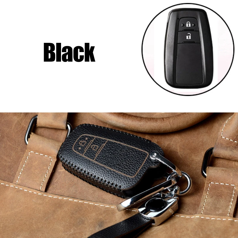 Funda de cuero genuino para llave de coche para Toyota Corolla 86 Camry RAV4 CH-R Prius Foto 3 de 4