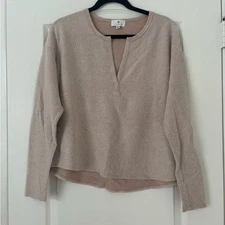Nordstrom Socialite Taupe Fuzzy Long Sleeve Top