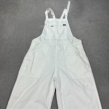 Dickies Dungarees Adult 34x30 White Bib Overalls Work Wear Canvas Carpenter Mens
