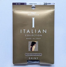 VTG St Michael (M&S) Italian Collection 20 Denier Nearly Black Tights XL (18-24)