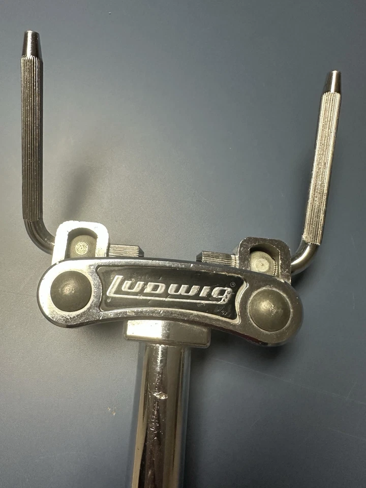 LUDWIG Double Rack Tom Drum Mount Post Holder Part w/ L-Arms 70s 80s Vtg 12 Inch - Image 2 of 4