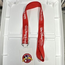 Official Walt Disney World Pin Trading Lanyard. Red ribbon with white print.