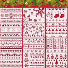 12 Pieces Christmas Stencils for Painting on Wood Reusable Plastic Template...