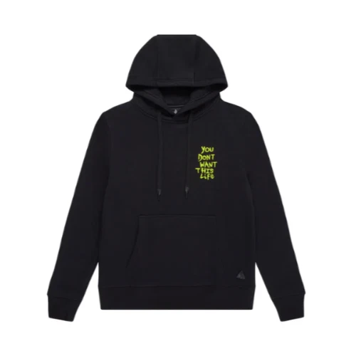 Mens Black Hoodie Size M You Don't Want This Life Yellow Painter Graphic Logo
