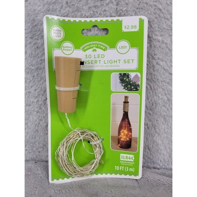 Holiday Time 30 LED Insert Light Set Warm White Battery Powered Cork 10 FT