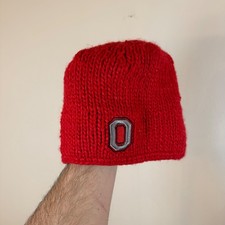 Ohio State Buckeyes Knit Beanie Hat Red O Logo Fleece Lined Winter Warm