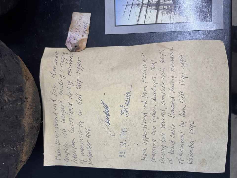 Auténticos Deadeyes grandes en cubierta de alambre de acero alquitranado del “CUTTY SARK” con certificado de autenticidad Foto 4 de 4