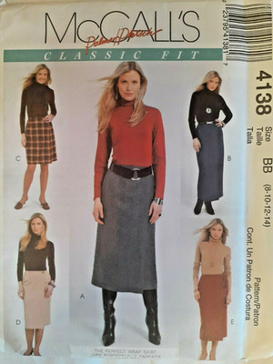 McCall's 4138 Lined Skirt Sewing Pattern Ladies 8 10 12 14 Classic Fit Straight