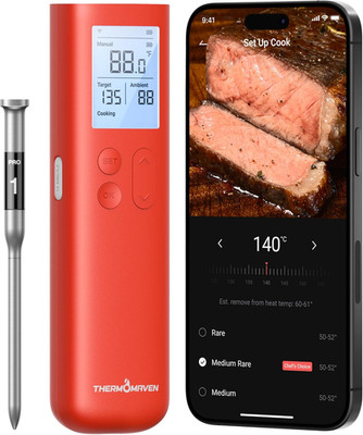 Smart Bluetooth Wireless Meat Thermometer, 10X Enhanced Sub-1G Signal and Stabil