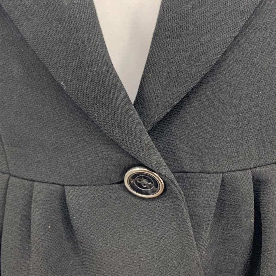 Blazer Leifsdottir Mujer 2 Negro Manga Abullonada Cintura Peplum Muesca Chaqueta Forrada Foto 3 de 4