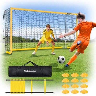 12x6ft Soccer Goals for Backyard Portable Soccer Net w/Agility Ladder & 12 Cones