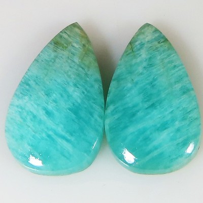natural AMAZONITE PAIR cabochon loose gemstone 11.60 Cts.(11x17x3 mm) pear shape
