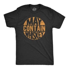 Mens May Contain Whiskey T Shirt Funny Liquor Drinking Party Graphic Tee