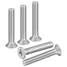 M8-1.25x50 Flat Head Machine Screws -10pcs -304 Stainless Steel -Silver