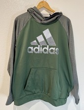 Adidas Size XL Aeroready Game and Go Multisport Logo Hoodie Green Gray