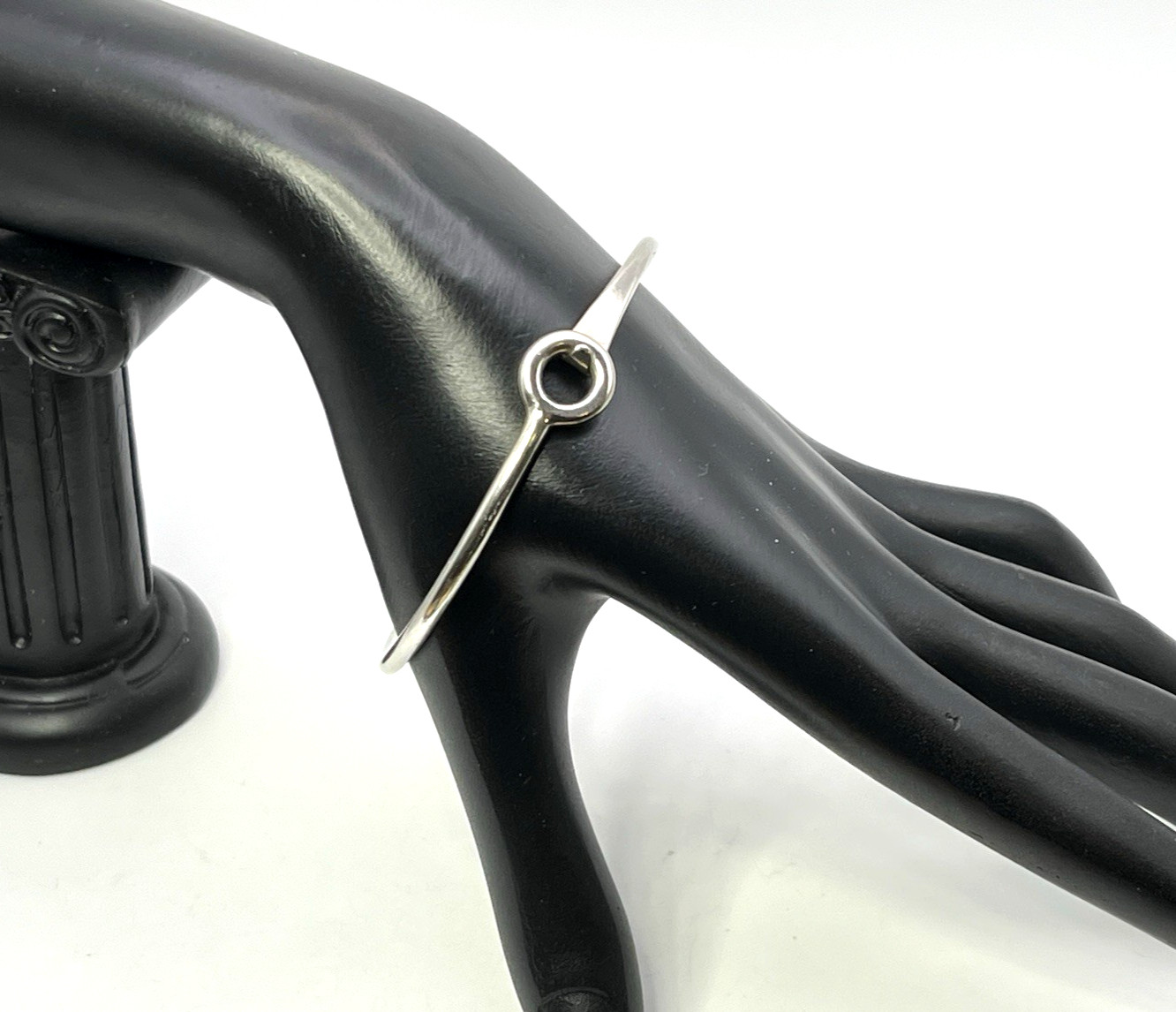 Vtg Solid Sterling Silver 925 HOOK BANGLE 7.25 " … - image 2