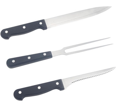Multi-Function Carving Knife & Meat Fork plus Serrated Edge Bread Slicing Knife