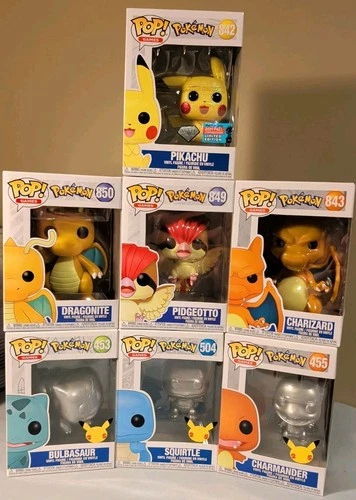 Huge Lot Pokemon Funko Pop 7 Pops Pikachu Charizard All Brand New Unopened Rare!
