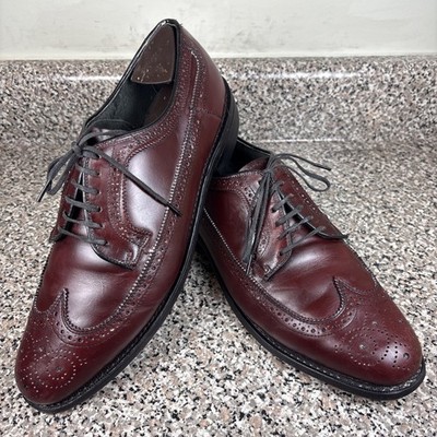 Hanover 2366 Burgundy Leather Long Wing Blucher Men's Size 10D/B Vintage GUC