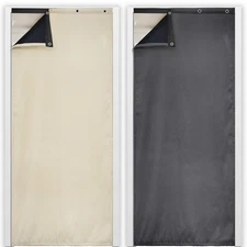 Waterproof Quilted Door Curtain Thermal Heavy Duty Self-Adhesive Insulated Drape