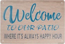 2D 1PC 8 12in Metal Iron Sign Welcome To Our Patio Simple Design Wall Decor