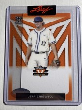JEFF CRISWELL a's 2020 Leaf Valiant Clear ORANGE Pre-Production PROOF 1/1 (B2)