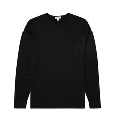 Sunspel Extra-Fine Merino Crew Neck Knit Black