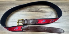 NFL Vineyard Vines Buffalo Bills Classic Leather & Cotton 1 3/8" Belt Sz 42