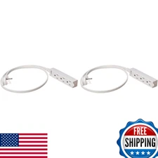 Amazon Basics 3-Prong Indoor Extension Cord Power Strip, Flat Plug, 2-Pack, 3 ft