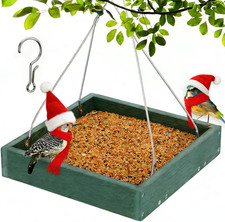 Platform Bird Feeder Hanging, Durable, Recycled Plastic Seed Tray Bird Feeder fo
