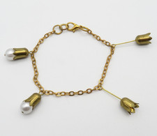 Vintage Armband mit Anhängern Damen Modeschmuck Goldfarben Kettenarmband