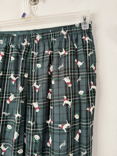 PINK Victorias Secret Pajamas Sleep Pants Sz Medium Green Plaid Dog Flannel NWD - Picture 4 of 7