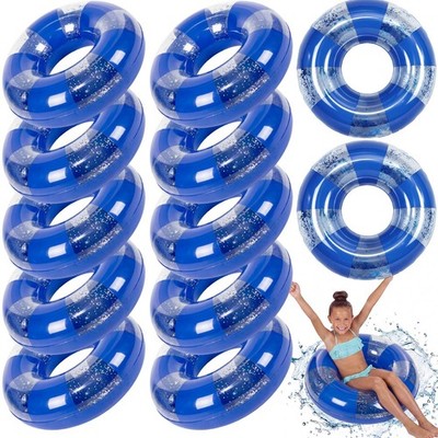 Simgoing 12 Pack Inflatable Pool Floats for Kids 24 Inch Glitter Swimming Rin...