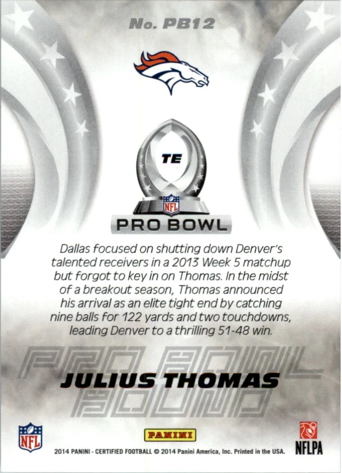 2014 Certified Pro Bowl Bound Red #12 Julius Thomas /249 - FB - Image 2 of 2